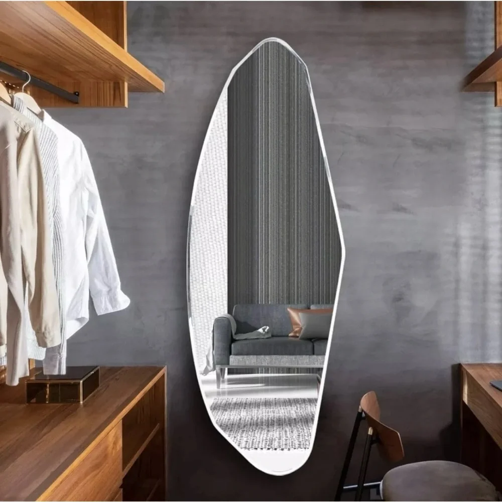 NEW West Elm Modern Full Length Boho Curved Assymetrical Wall Hanging Mirror 47